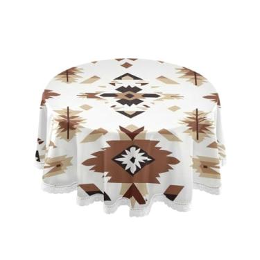 Imagem de Qilmy Toalha de mesa redonda de palmeira de treliça verde, 152 cm, resistente à água, à prova de derramamento, capa de mesa grande para jantar de reunião de família em ambientes internos e externos