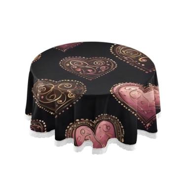 Imagem de Qilmy Toalha de mesa redonda de palmeira de treliça verde, 152 cm, resistente à água, à prova de derramamento, capa de mesa grande para jantar de reunião de família em ambientes internos e externos