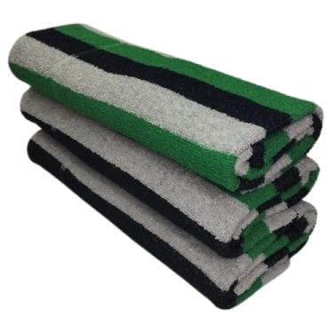 Imagem de Toalha de Banho Listrada Grande 64x133cm Algodão Macio Design Moderno Cores Vibrantes(Preto e verde)