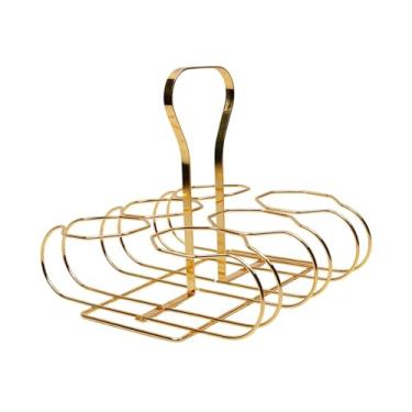 Imagem de Fenteer Suporte para Garrafas de Vinho, Organizador de Bebidas, Porta-Cerveja, Cesto de Armazenamento para Churrasco, Armário Doméstico e Sala de Jantar, Ouro