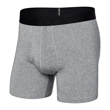 Imagem de SAXX Underwear Co. Roupa íntima masculina com bolsa Droptemp Cueca boxer de algodão refrescante, cinza escuro, grande