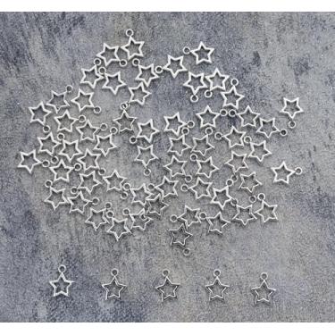 Imagem de 60 pingentes de estrelas ocas mini pingentes de liga pentagrama de liga de 0,47 x 0,38 polegadas para colar, pulseiras, brinco, chaveiro, fabricação de joias, projeto de artesanato, decoração de Natal