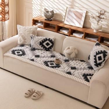 Imagem de Feyocn Capas de sofá Boho laváveis para animais de estimação para cães e gatos, capa de sofá para 3 a 4 sofás, antiderrapante, para sala de estar (70 x 180 cm, preta)
