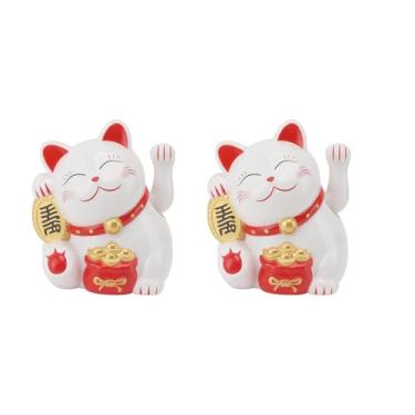 Imagem de Heayzoki 2 Unidades Lucky Fortune Cat, 5,5 pol. Acenando para o Gato da Riqueza, Pequeno Elétrico Acolhedor, Decoração de Boa Sorte para Abertura de Loja, Caixa, Balcão, Hall de Entrada (MLY11020-1