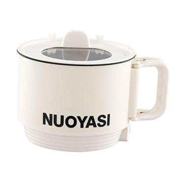 Imagem de Generic Panela elétrica portátil com alça dobrável de vidro, capacidade de 1,8 litros, ideal para cozinhar macarrão instantâneo, aveia, arroz, sopas e, Branco