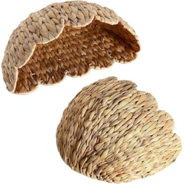 Imagem de Cestas de vime recortadas para parede, decoração de casa recortada, cesta de parede de vime para pendurar na porta da frente do banheiro (conjunto de 2 jacintos de água)