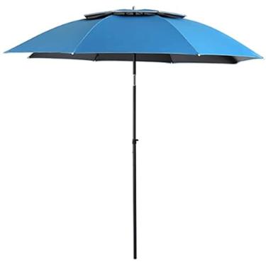 Imagem de HHHJQFAAT Guarda-sol 50 + guarda-chuva de jardim de liga de alumínio livre de ferrugem, ventilação de teto duplo, guarda-chuva de praia dobrável, varanda, terraço, pesca, guarda-chuva de mercado para