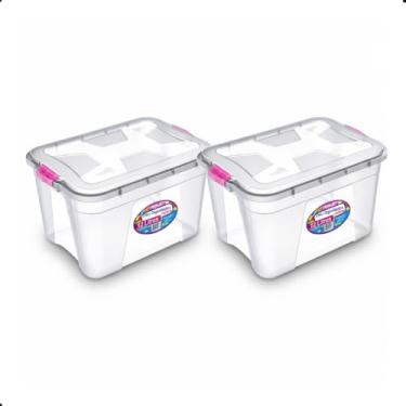 Imagem de Kit 2 Caixas Organizadora 12 Litros Grande Transparente