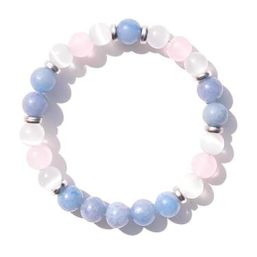 Imagem de Pulseiras para mulheres, olho de tigre, pedra jaspe, rosa, cristal, pedra natural, feita à mão, pulseira elástica espiritual com contas de coragem, Medium, Cristal, Sem Pedra Preciosa