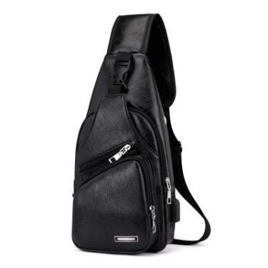 Imagem de CHENXIAOHONG Bolsa esportiva mochila masculina academia recarregável via USB, para usar no ombro ou transversalmente - ideal para academia e uso diário, casual e resistente.(Preto)