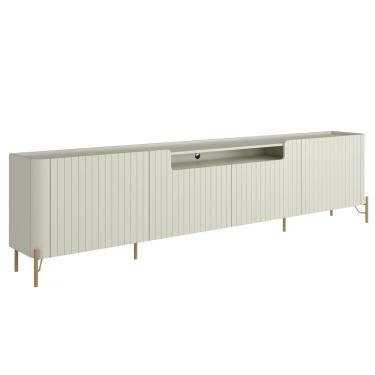 Imagem de Rack Para Sala de Estar TV 75 Pol 4 Portas Brise Pés Industrial Dourado Alef I03 Luna - Lyam Decor