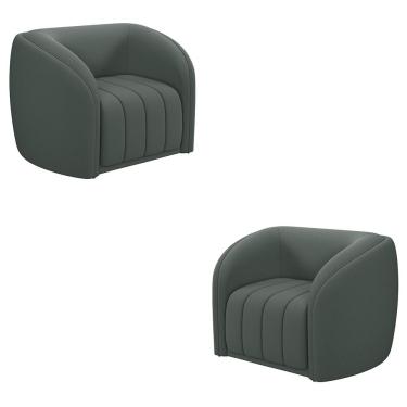 Imagem de Kit 2 Poltronas Decorativas Sala de Estar Adam Veludo Cinza G45 - Gran Belo