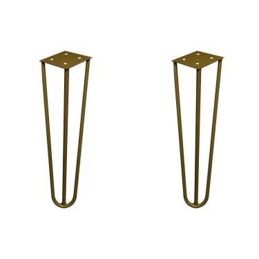 Imagem de Kit 2 Pés de Metal 25 CM Hairpin Legs Rack e Puffs Dourado G41