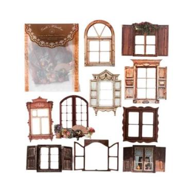 Imagem de Adesivos Vintage De Portas E Janelas Vazadas Com Corte a Laser, 10 Peç