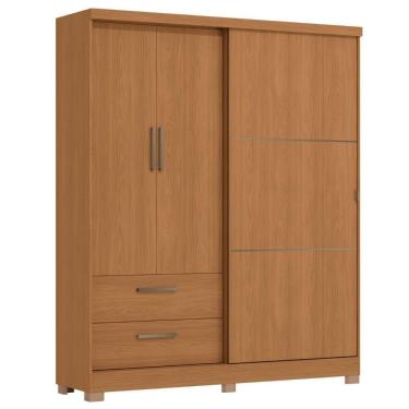 Imagem de Guarda Roupa Casal 3 Portas 2 Gavetas 218x180 Cm C533 Kappesberg Canela