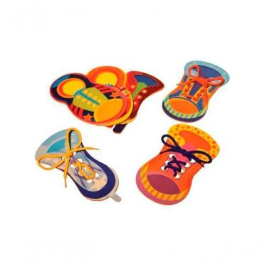 Imagem de Brinquedo Pedagógico Alinhavos Tênis Peças Mdf 06 Unidade