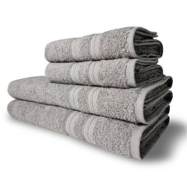 Imagem de Jogo De Toalhas Itália Soft 4 Pçs - 2 Banho E 2 Rosto 430g/m² 100% Algodão - Cinza