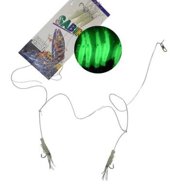 Imagem de Isca Pesca Aritficial Sabiki Camarao Fluorescente Peixe Robalo Lambari