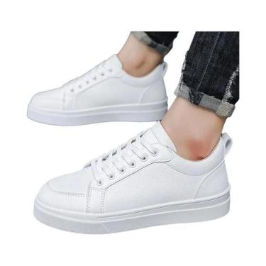 Imagem de Tênis Casuais Brancos Masculinos, Estilo Coreano, Versáteis, Sneakers 