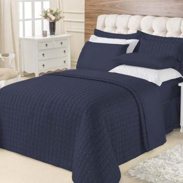 Imagem de Kit Cobre Leito Top Line Casal King 3 Peças 100% Poliéster - Marinho -