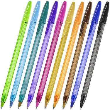 Imagem de Caneta BIC Cristal Esferográfica com 10 Cores Fashion Ponta 1.2MM