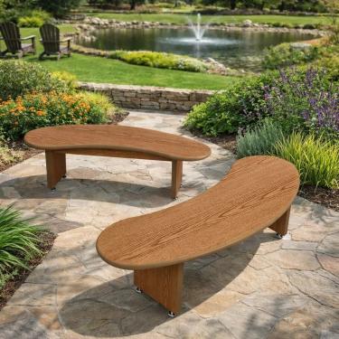 Imagem de Conjunto De Bancos Curvos 120cm Em MDF Para Jardim E Varanda