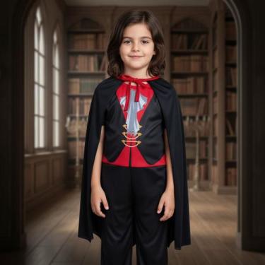 Imagem de Fantasia Infantil Halloween Dracula - Vampiro para Crianças - no-brand