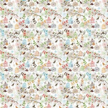 Imagem de Papel Parede Gaiolas E Pássaros Coloridos Decorativo Adesivo