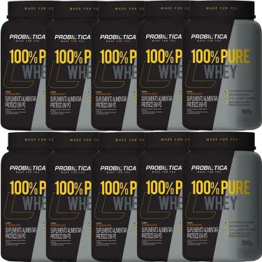 Imagem de Kit 10X 100% Pure Whey Nova Fórmula - 900g Chocolate - Probiótica-Masculino