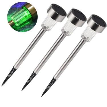 Imagem de Kit 3 Luminarias Solar RGB de Jardim Balizador Prata Espeto Chão Quint