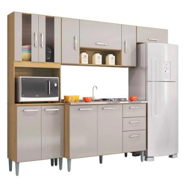 Imagem de Cozinha Compacta Completa 244cm com Balcão e Pia Inox Livy Z46 Damasco