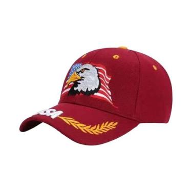Imagem de Boné De Beisebol Unissex Ajustável Com Bordado De Águia Americana, Cha