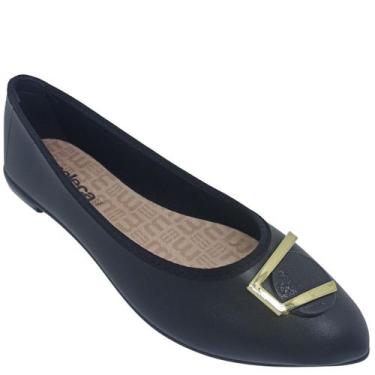 Imagem de Sapatilha Moleca Feminina Napa Sardenha Neo com Enfeite Duplo, Preto, 