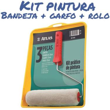 Imagem de Conjunto Prático De Pintura C/ Garfo  Bandeja  Rolo Atlas