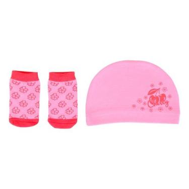 Imagem de Kit Touca e Meia Recém Nascido Pimpolho Love Menina, Rosa, RN