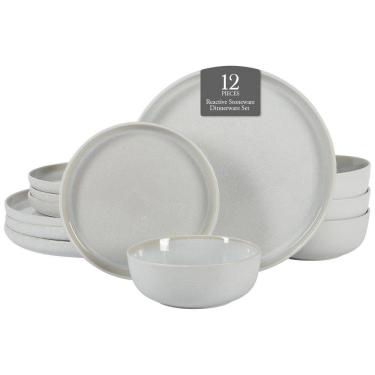 Imagem de Conjunto de Jantar em Cerâmica Gibson Elite Tahoe Sunset 12 Peças para 4 Pessoas - Branco Creme