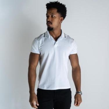 Imagem de Camisa Polo Ellus Branca Frisos Marrom-Masculino