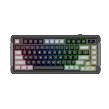 Imagem de Teclado Gamer Sem fio Mecanico Aplus Zion com Tela LCD, Gasket, Switch Gateron Yellow, RGB, Hotswap, Bluetooth/Wi-Fi/USB,TKL 75% US AKW500 - Preto