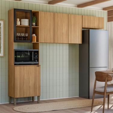 Imagem de Cozinha Compacta 6 Portas 100% Mdf Freijó/Preto - Kits Paraná