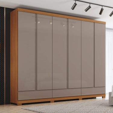 Imagem de Guarda-Roupa Casal Imperial 6 Portas 9 Gavetas 100% Mdf Cinamomo/Avelã - Henn