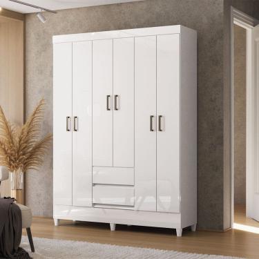 Imagem de Guarda-Roupa Solteiro Lux 6 Portas 2 Gavetas Branco - Pnr Móveis