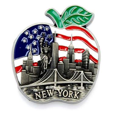 Imagem de A cor pode variar. Grande Apple New York Lembrança Metal Fridge NY Magnet - Ímã de metal (pacote com 1)