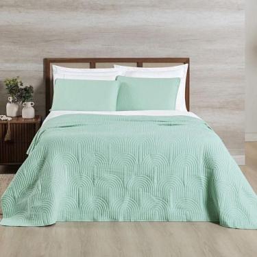 Imagem de Cobre Leito Arcos 200 Fios Queen 03 Peças 100% Poliéster - Verde Suave