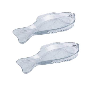 Imagem de Kit 2 Travessa Vidro Peixe Transparente 29x16cm Servir Fruto