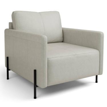 Imagem de Poltrona Decorativa Para Sala Living Pés Industrial Domani L06 Veludo Gelo - Lyam Decor