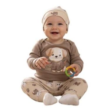 Imagem de KIT BEBÊ 3 PEÇAS BODY CALÇA SARUEL CACHORRINHO BOCA GRANDE-Masculino