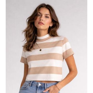 Imagem de Blusa Feminina Estampada Gola Alta Infinita Cor Bege, M, Bege