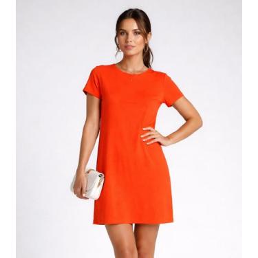 Imagem de Vestido Feminino Curto Com Manga Infinita Cor Laranja, G, Laranja
