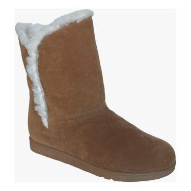 Imagem de Bota Feminina Forrada Lã Inverno Camurça Impermeável Neve Modelo Casua