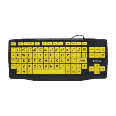 Imagem de Teclado para Baixa Visão Teclas Amarelas Letras Pretas USB - ABNT2 - T